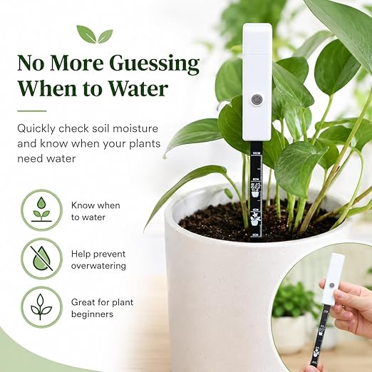 Soil Moisture Meter for Indoor Plants, Plant Moisture Meter with 3-Color Light Indicator, Soil Tester Probe for Houseplants, Succulents, Garden, Outdoor Potted Plants, One-Button Soil Moisture Sensor