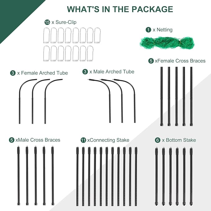 Follook Cucumber Trellis for Raised Bed, 4 feet Garden Trellis for Climbing Plants Outdoor, Plastic-Coated Metal Arch Plant Support for Flower Vines Vegetables Peas Beans Cucumber Trellis, Black