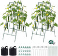 VEVOR Cucumber Trellis, 46" High Foldable A-Frame Garden Trellises for Raised Bed, 4 Panels, Metal Rustproof Outdoor Climbing Plant Support with 2 Plant Bags for Vine, Peas, Beans, Tomato, Flowers