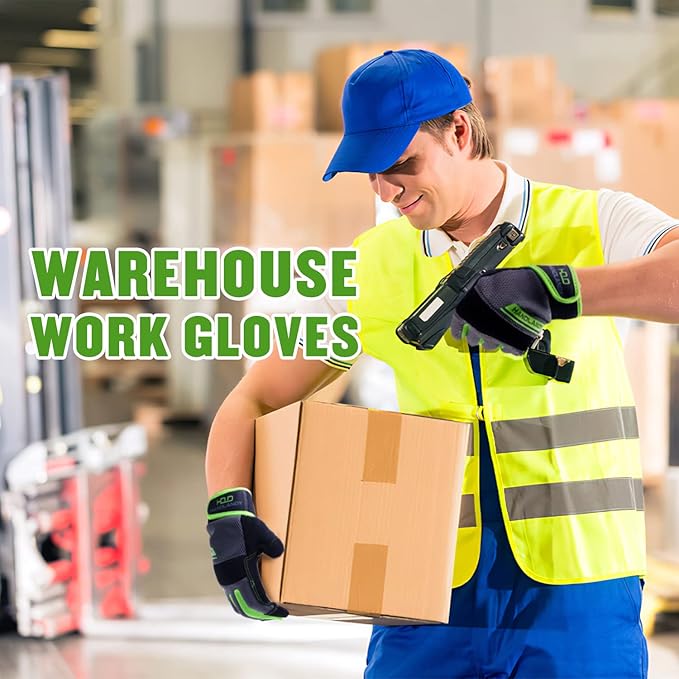 Work Gloves Mens & Women, Utility Thin Mechanic Gloves Touch Screen,Flexible Breathable Yard Work Gloves -Padded Knuckles & Palm