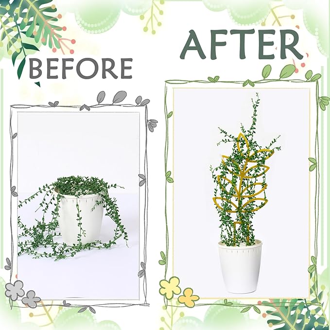 4 Pcs Indoor Plant Trellis for Climbing Plants, Small Trellis for Potted Plants, Garden Metal Trellis Plant Support Trellis with Different Patterns for Vine Ivy Flower (Boho,Gold)