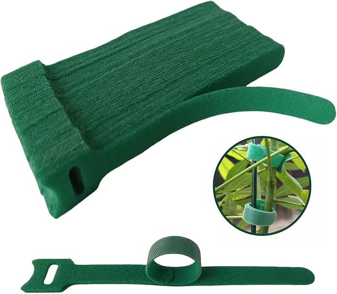 Green, Reusable, 100PCS, 6 - Inch Adjustable Anti - Slip Nylon Plant Ties & Straps Featuring Hook and Loop Fasteners - Optimal for Climbing Plants Support and Christmas Garland Ties