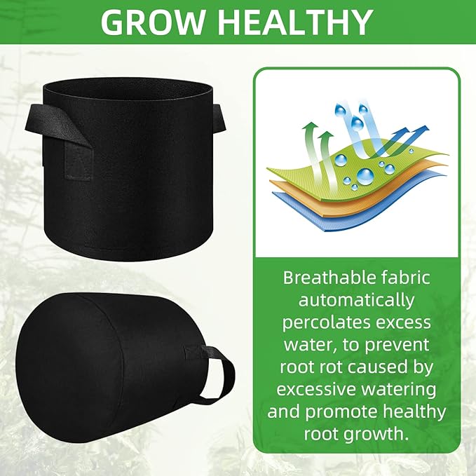 LITLANDSTAR 30 Pack 1 Gallon Plant Grow Bags, Breathable Felt Non-Woven Aeration Fabric Plant Grow Pots, Garden Planting Containers for Nursery Vegetable Flower Grow Bags with Handles (7.1x5.9inch)