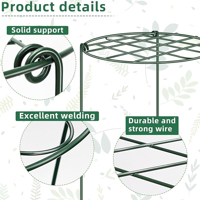 NNG 6 Pack Peony Cages and Supports 12 x 16 Inch Grow Through Plant Supports for Outdoor Plants,Plant Brace Flower Support Rings Hoops for Vegetables,Rose,Tomato,Orchids