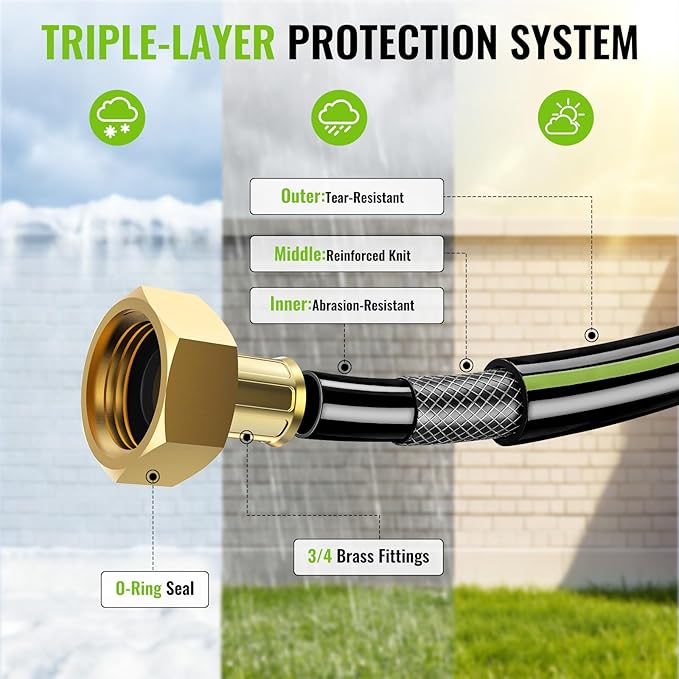 Retractable Hose Reel 100ft 1/2 in, Wall Mounted Garden Hose Reel Heavy Duty with 10 Spray Nozzle, Auto Rewind, 180° Swivel Bracket, UV Resistant