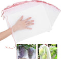 Kikhope 50 Pcs Fruit Protection Bags, 14"x10" Fruit Netting Bags, Garden Netting Bags with Drawstring, Fruit Tree Bags, Netting Barrier Bags for Protecting Fruits and Vegetables