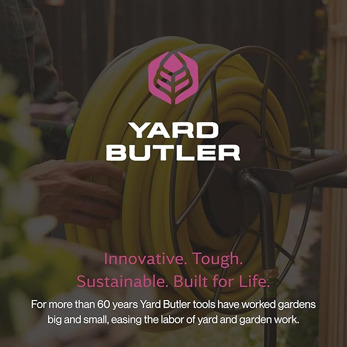 Yard Butler Wall Mounted Swivel Hose Reel, 180°, 100ft - Leakproof Hose Storage Solution - Durable Powder Coated Steel Construction - Rust Resistant Outdoor Watering Accessory - Tangle-Free Operation