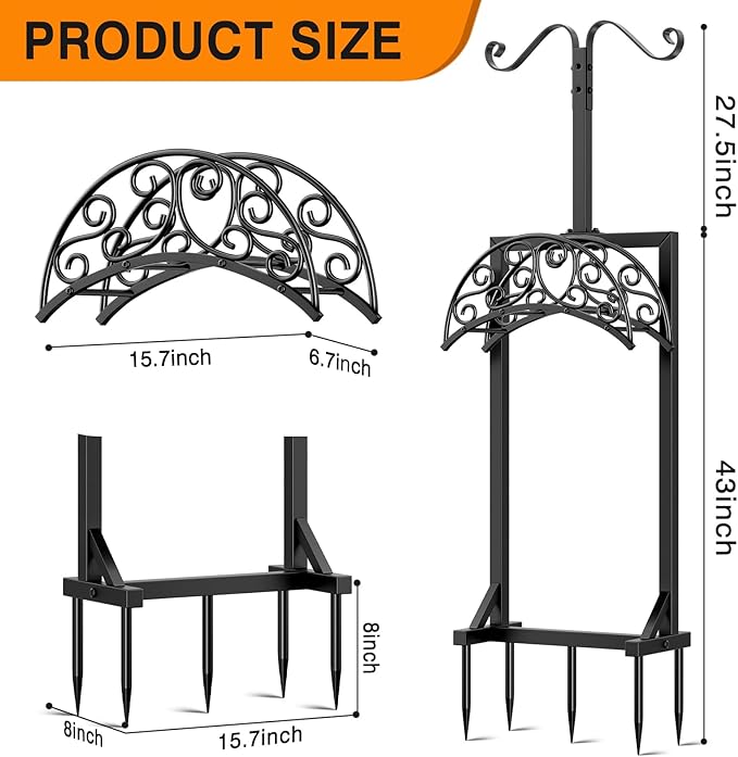 Garden Hose Holder - Upgraded Water Hose Holders for Outside with 5 Spikes & 2 Shepherds Hooks, Freestanding Hose Stand Hose Hanger Hose Storage Hose Reel Rack for Yard Lawn(Antique Bronze)