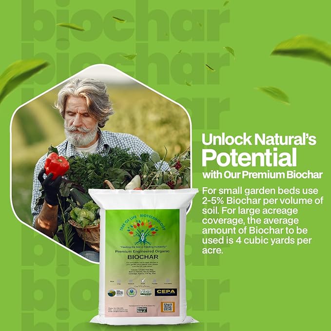 Premium Engineered Biochar Soil Amendment (Small 30 Qts) – 100% Natural Active Carbon Award-Winning Biochar for Gardens | Organic Soil Amendment for Plants, Boosts Nutrients & Reduces Fertilizer Use