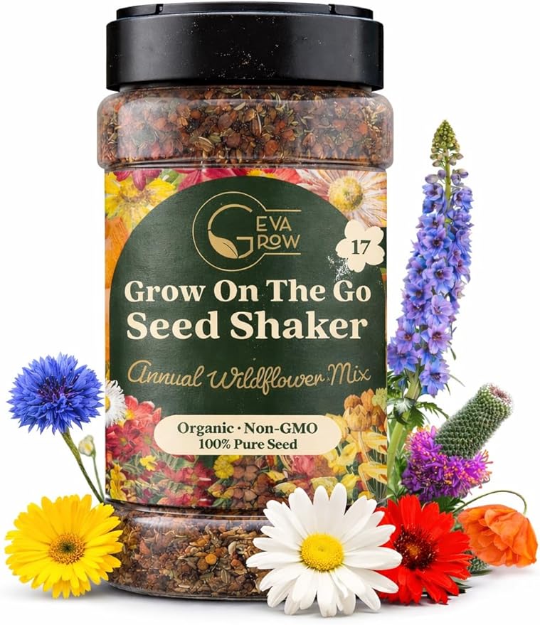 Wildflower Seed Shaker – Awesome Annual Mix by GevaGrow - 2 Ounce Shaker