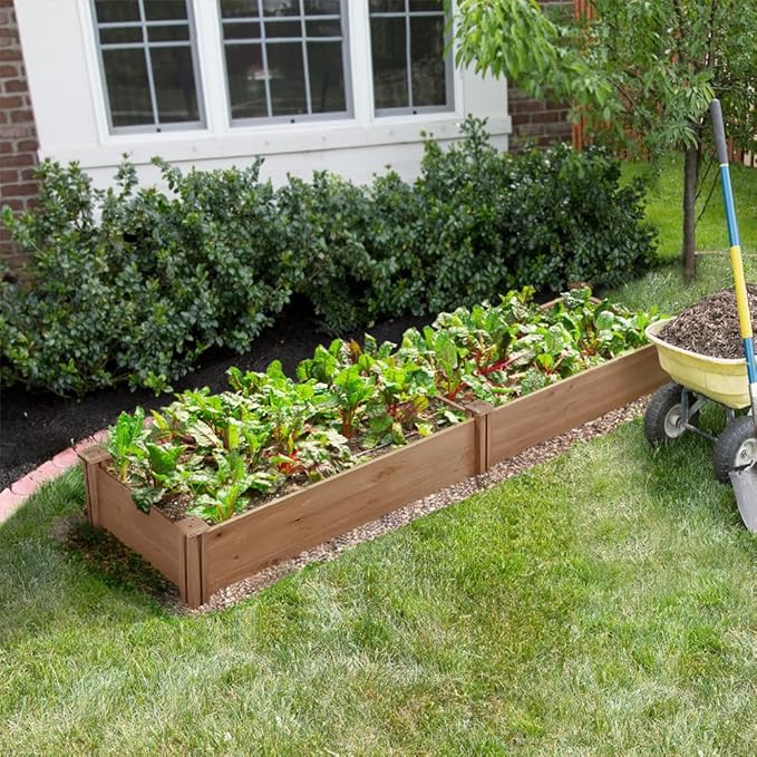 Topeakmart 95 x 25 x 11inches Wooden Elevated Raised Garden Bed 8x2ft Raised Kit Divisible - Garden Planter Boxes for Vegetables Outdoor Outside, Brown