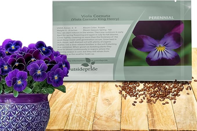 Outsidepride King Henry Viola Pansy Seeds for Planting - 2000 Pcs. Perennial, Cold-Hardy & Pollinator Friendly Flowers with Fragrant Blooms for Garden Beds, Borders & Container Displays