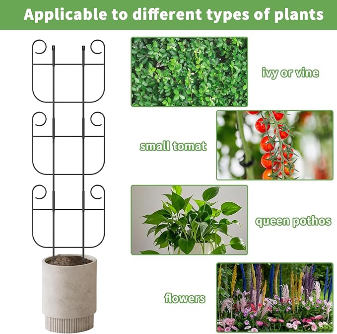 4 Pack Trellis for Climbing Plants Indoor, Expandable Small Metal Trellis for Potted Plants, Flowers Vine Ivy, Sturdy Houseplant Pothos Plant Climber Support
