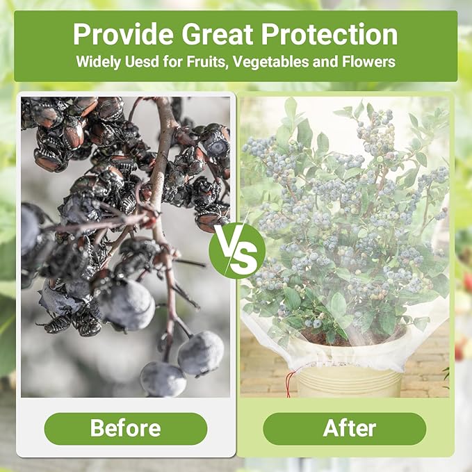 Garden Bug Netting Bags, Enpoint 20PCS 29 x 21 inch Insect Bird Barrier Netting Mesh with Drawstring, Fruit Protection Wraps Plant Covers to Protect Bananas, Watermelon, Spaghetti Squash