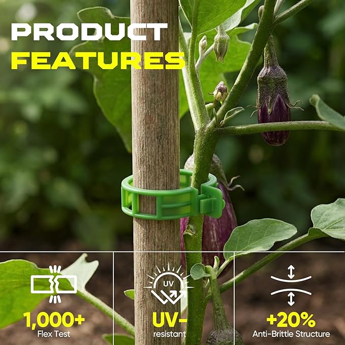 100pcs Tomato Clips for Climbing plants, Plastic Trellis Plant Support Clips for Garden, Reusable Clips for Supporting Grape Tomato Vine and Vegetables Plants to Grow Upright Makes Plants Healthier