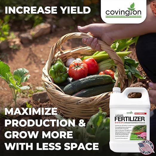 Covington 10-10-10 NPK Liquid Fertilizer (1 Gal) All Purpose Liquid 10 10 10 NPK - Lawn Food with Nitrogen Phosphorus Potassium Concentrate for Lawns, Outdoor & Indoor Plants, Vegetable Gardens
