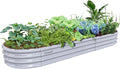 1 Pack 12x2x1FT Galvanized Raised Garden Bed Kit Oval Metal Ground Planter Box Outdoor Bottomless Planter Raised Beds for Vegetables Flowers Herbs Fruits, Gray