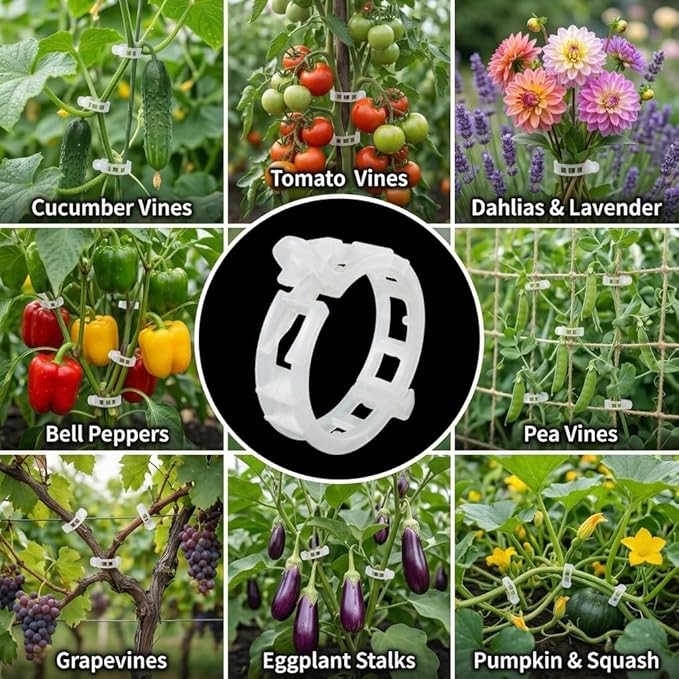 300Pcs Tomato Clips, Thickened Plant Support Clips for Climbing Plants, Trellis Clips for Tomato Grape Vine, Garden Clips for String Trellis Vegetables, Plant Fixing Clips Help Grow Upright