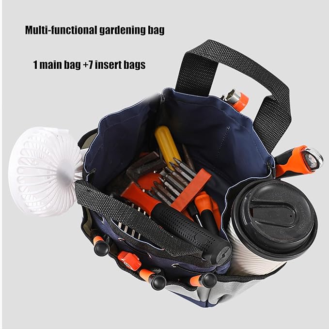 Multipurpose Garden Tool Storage Bag with Reinforced Handle Multiple Compartments Durability Cloth for Landscaping Use Multipockets Garden Tool Organizers