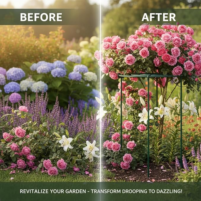 DAYUMKOU 8 Pack Peonies Cages and Supports, 11.5" Wide x 16" High Plant Support Stakes, 4 Legs Plant Cages & Supports with Removable Grid for Peonies Roses Tomato Hydrangea Strawberry