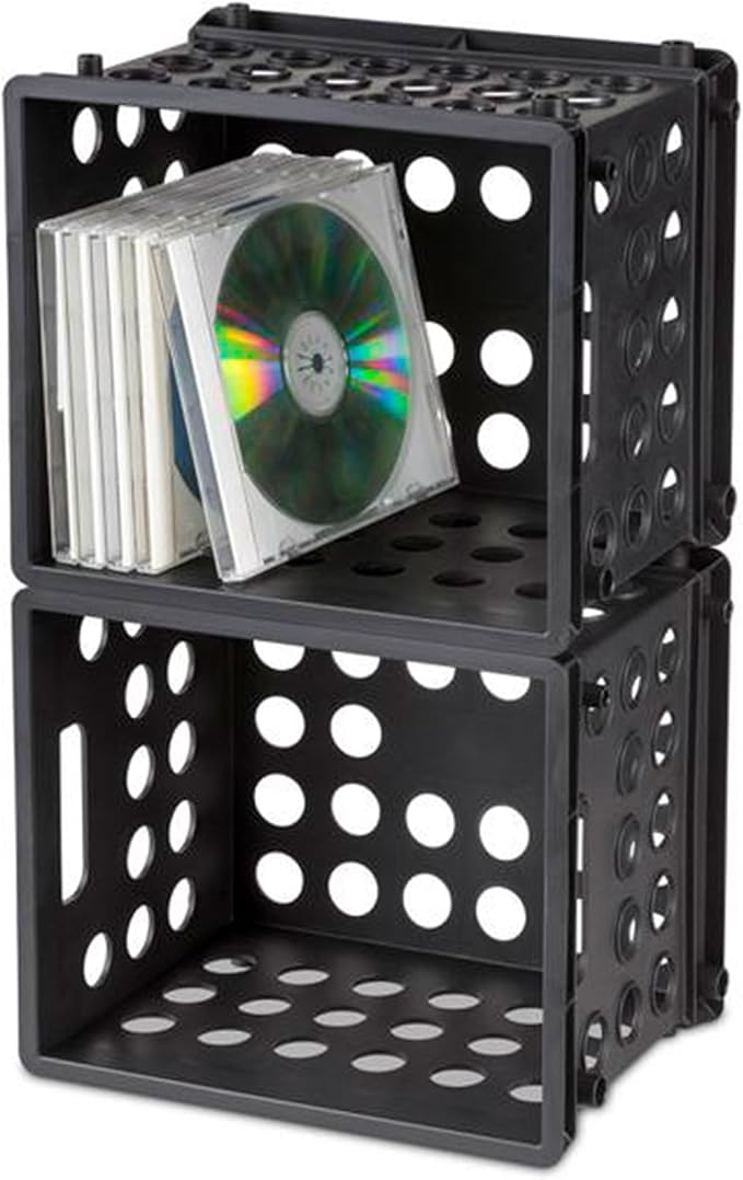 Sterilite Mini Crate, Stackable Plastic Storage Bin with Handles, Organize Home, Garage, Office, School, Dorm Room, Black, 36-Pack