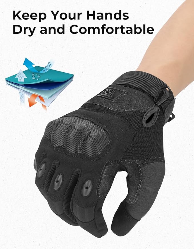 KEMIMOTO Tactical Gloves for Men, Touchscreen Motorcycle Gloves with Hard Shell & Palm Padding for Sports Motorcycle Cycling Tactical Airsoft Paintball Hunting Hiking Camping Climbing