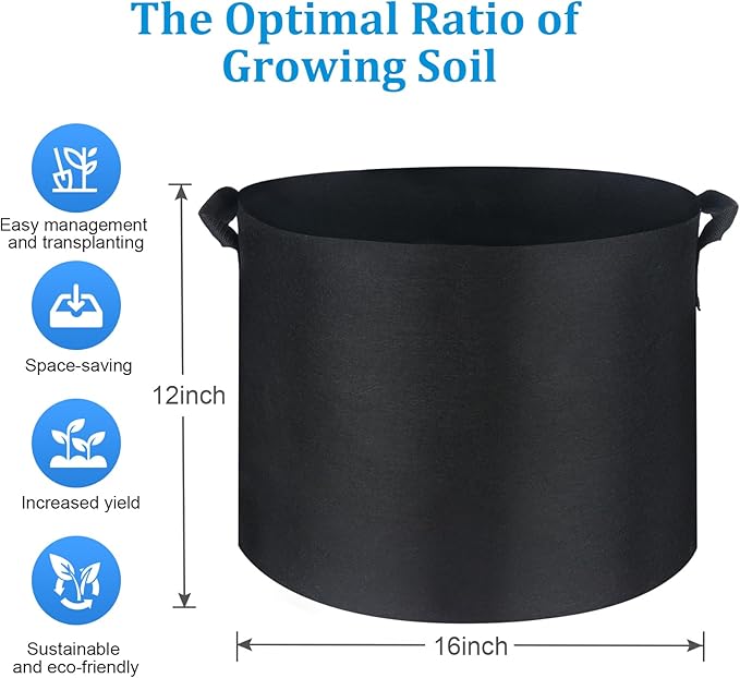 7-Pack 3-30 Gallon Plant Grow Bags 10 Gallon, Heavy Duty Thickened Fabric Planters Pots, Fabric Pots with Handles, Nonwoven Fabric Bags Suitable for Vegetables Flowers Mushroom (10 Gallon)