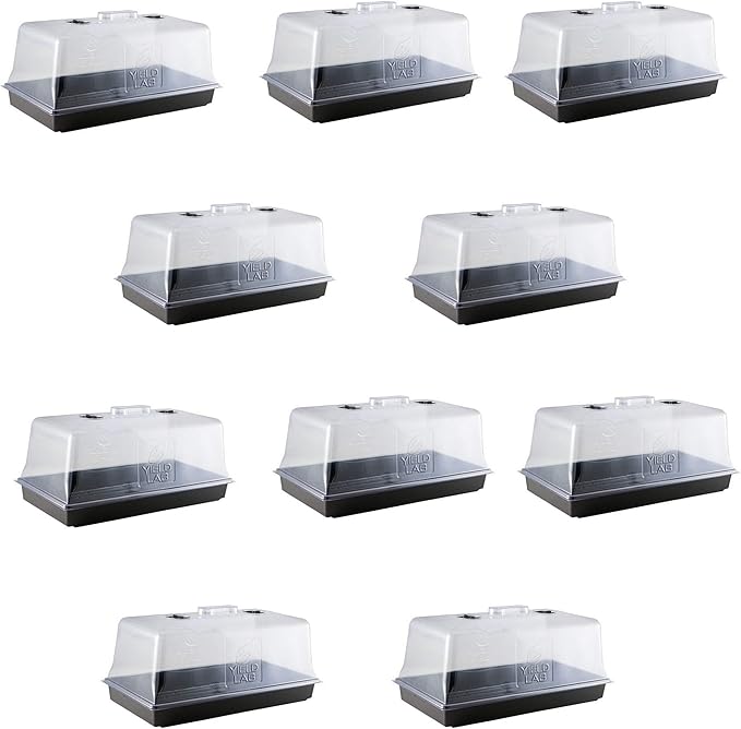 10x20 Humidity Dome with Plant Propagation Trays – 10 Pack - Clone Tray with Humidity Dome for Gardening, Seedling, Microgreens, Germination, Cloning, Soil, and Hydroponic Horticulture