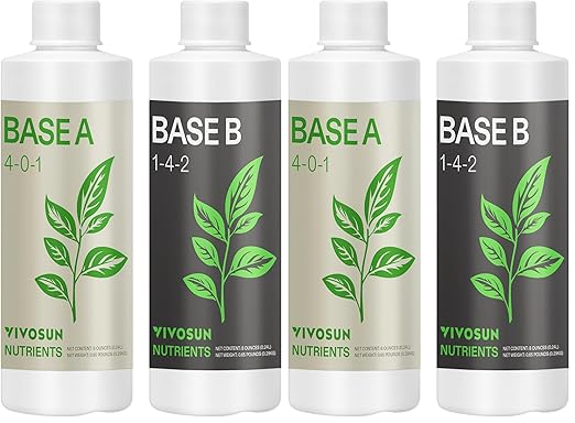 VIVOSUN Liquid Nutrients Base A & B Bundle, Grow Big Hydroponic Fertilizer, Supports Vegetative and Flowering Stages for Outdoor, Indoor Plants, Best Plant Food, Set of 8oz (Pack of 2)