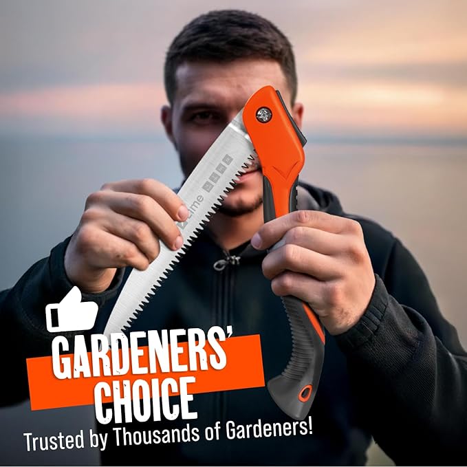 Folding Camping saw 14 Inch - Heavy Duty Pruning Saw with Triple-Cut SK5 Blade, 7 TPI Razor Teeth for Tree Trimming, Wood Cutting, Camping, Bushcraft, and Gardening