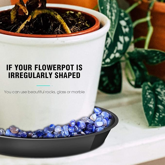 6 Pack Plant Saucer 12 14 16 18 20 22 Inch Plastic Plant Tray, Sturdy and Durable Flower Pot Container Accessories Plant Pot Saucers for Indoor and Outdoor (20 Inch, Black)