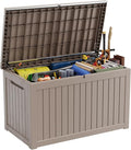 281 Gallon Large Resin Deck Box, Lockable Outdoor Storage Box for Patio Cushions Storage Furniture,Garden Tools, Pool Supplies, Weatherproof and UV Resistant (Grey)