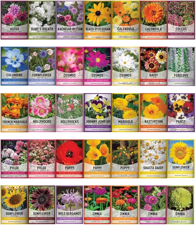 Gardening Gifts - 70 Variety Heirloom Seed Pack | 35 Herb Seeds + 35 Flower Seeds | Non-GMO, USA Grown, Pollinator Friendly | Perfect Garden Gift for Women, Men, Beginners & Plant Lovers