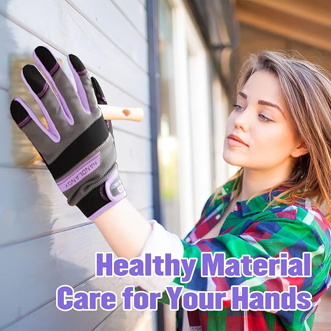 Utility Work Gloves Women, Safety Mechanic Working Gloves Touch Screen,Flexible Breathable Yard Work Gloves