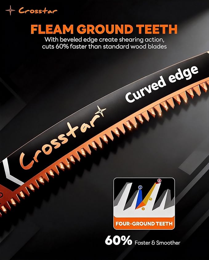 Crosstar 12 Inch Japanese Teeth Arc Edge Reciprocating Saw Blades - 6TPI Wood Pruning Blades for Tree Trimming, Branch Cutting, 5-Pack