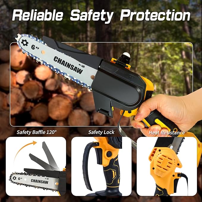 Mini Chainsaw Cordless Compatible for Dewalt Battery 20V MAX, 8 Inch & 6 Inch Cordless Chain Saw, Handheld Electric Power Chain Saw for Wood Cutting, Gifts for Men Dad Husband(Battery Not Include)