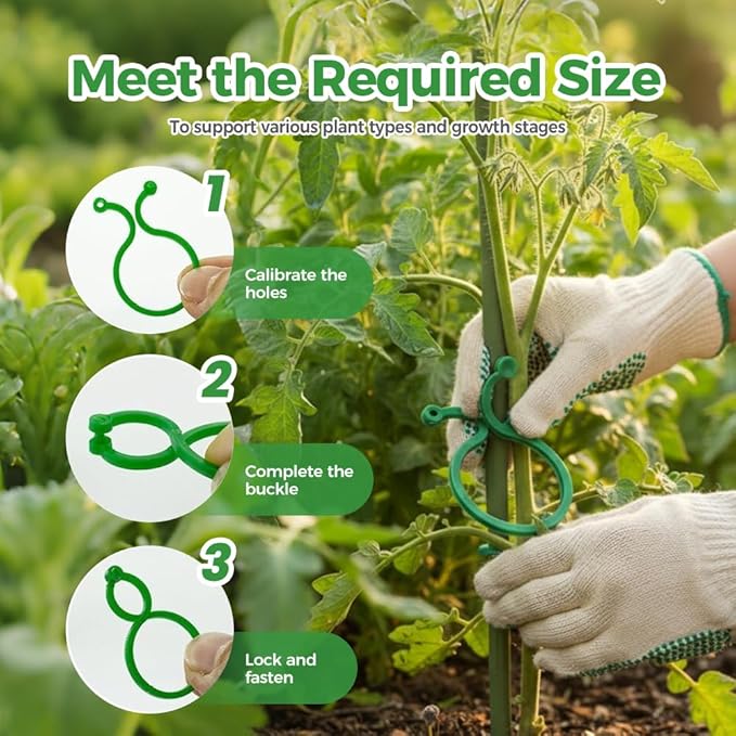Plant Support Clips, 50/100/200PCS Plastic Trellis Clips Plant Support Clips, Garden Clips for Climbing Plants, Trellis Clips Plant Support Clips Tomato Grape Vine Plant Fixing Clips (50, GREEN-L)