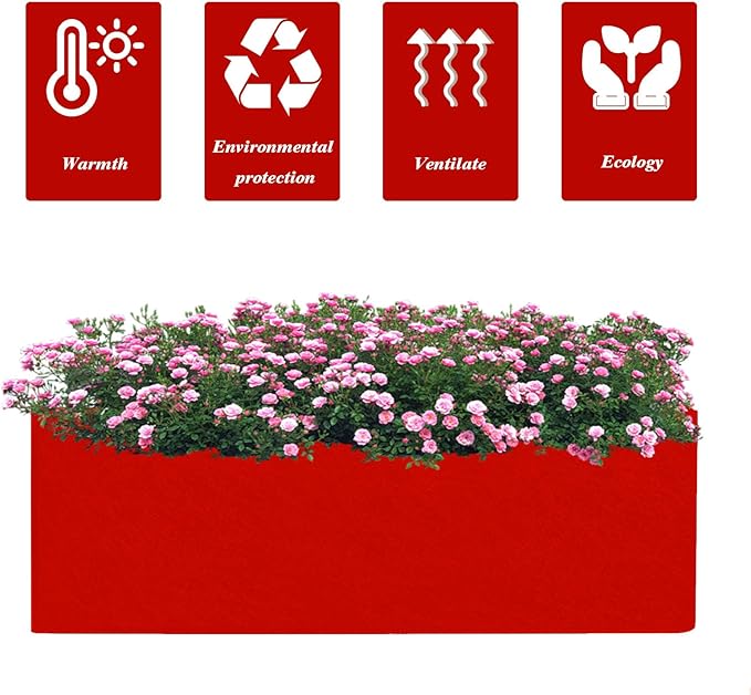 Square Grow Bags, Garden Fabric Planter Container with Handles Bed Flower Vegetables Pots 1MM Thickness Economic Colorful (Red,15.75x11.81x7.87 Rectang)