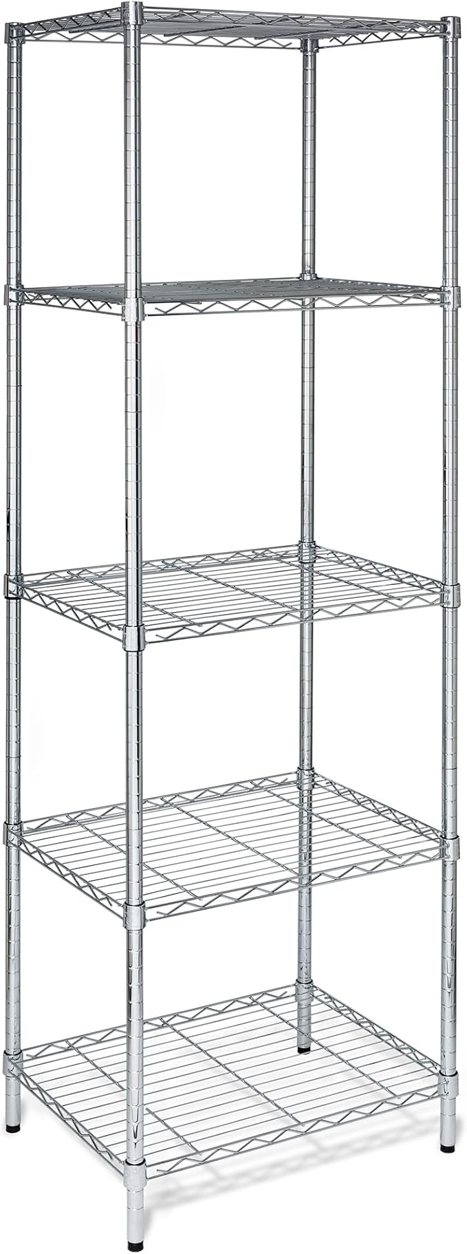 Honey-Can-Do 5-Tier Heavy Duty Adjustable Shelving Unit, 250-lb Per Shelf NSF Certified Metal Storage Rack, Chrome Wire Shelf for Kitchen Pantry Garage, 24 x 18 x 72 in