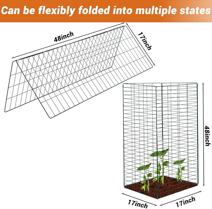 Metal Cucumber Trellis Foldable,Garden Trellis for Climbing Outdoor Plants,Tomato Plant Support,Green Bean Trellis,Vegetable Trellis,Zucchini Trellis,Plant Holders for Outside (1 Pack)