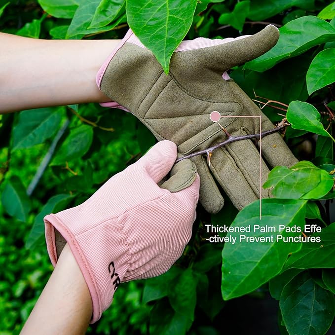 CYRUS Gardening Gloves – Breathable Puncture-Resistant Work Gloves for Men & Women, Multi-Scene Use for Gardening, DIY, Construction & Outdoor Tasks (Pink)
