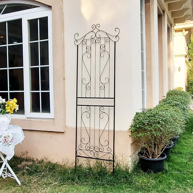 1 Pack Trellis for Climbing Plants 82.7" H x 26.7" W Tall Garden Trellis Wrought Iron Heavy Scroll Metal Decoration Lawn Patio for Rose Clematis Ivy Weather Resistant