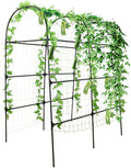 PKBD Tall Garden Arch Trellis for Climbing Plants Outdoor, 7 ft Tall Polyethylene-Coated Stainless Steel Garden Arch for Climbing Vine Vegetable/Fruit/Flower, Cucumber Trellis for Raised Bed, Black