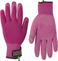Garden Latex Protective Gardening Gloves | Close-Fitting Sustainable Yarn Gloves for Planting, Weeding and Gardening - Fuchsia - 6