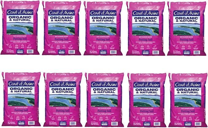 Coast of Maine Bar Harbor Blend, 8qt (Pack of 10) Organic and Natural Potting Soil for Houseplants, Flowers, Vegetables, Herbs and Containers
