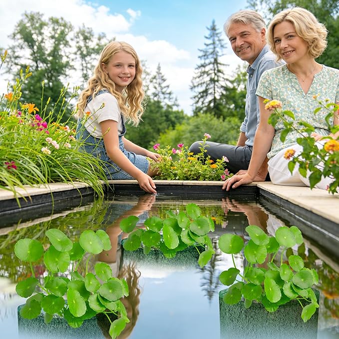 EBaokuup 4 Pcs Aquatic Pond Planting Bags-7" Reusable Mesh Water Garden Pond Plant Pot-Breathable Green Square Lily Plant Pots for Pond Bog Plant Garden Terrestrial Plant