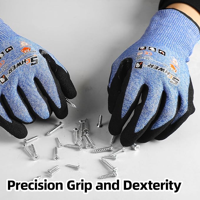 Schwer A4 AIR-SKIN Cut Resistant Work Gloves with Extreme Lightweight & Thin, Grip Glove for Fishing, Refined Work, Gardening Gloves for Yard, Touchscreen, 3D-Comfort Fit, Men Women Gifts, AR3900, XL