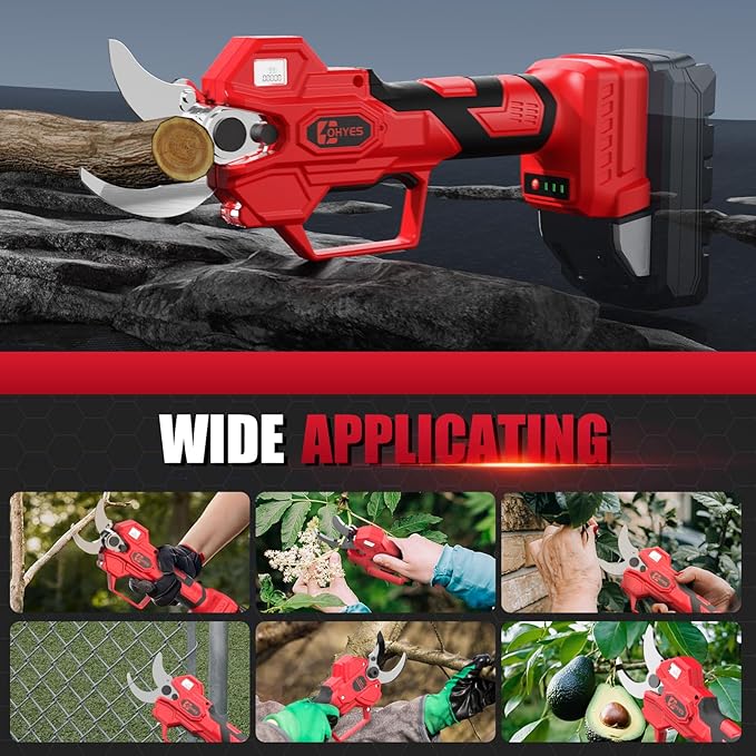 ohyes Pruning Shears Max 1.5IN Cutting Diameter Compatible with Milwaukee 18V Battery Packs with LCD Display SK7 Blade ohyes For Gardening & Tree Pruning(Battery not included)