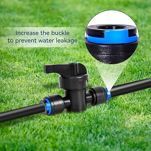 10 Pack 1/4" Drip Irrigation Shut Off Valve, Quick Connect Universal Drip Irrigation Tubing Coupling Valve, Connector Locking Fitting for Sprinkler or Drip Irrigation System Parts & Connectors