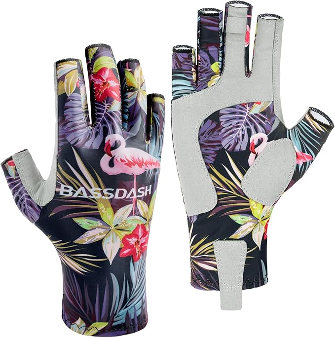 BASSDASH ALTIMATE UPF 50+ Women’s Fishing Gloves UV Sun Protection Fingerless Gloves for Kayaking Paddling Hiking Cycling Driving Shooting Training